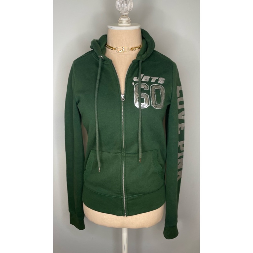 PINK Victoria’s Secret Bling New York Jets Zip Up Hoodie Size Small